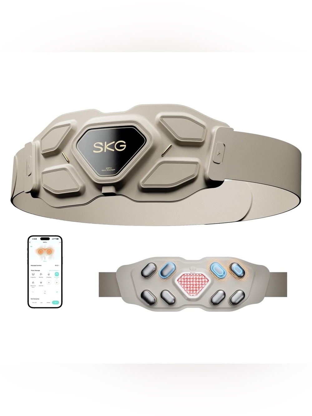 SKG Lower Back Massager Cordless Heating Pad Infrared Vibrating Back Massager